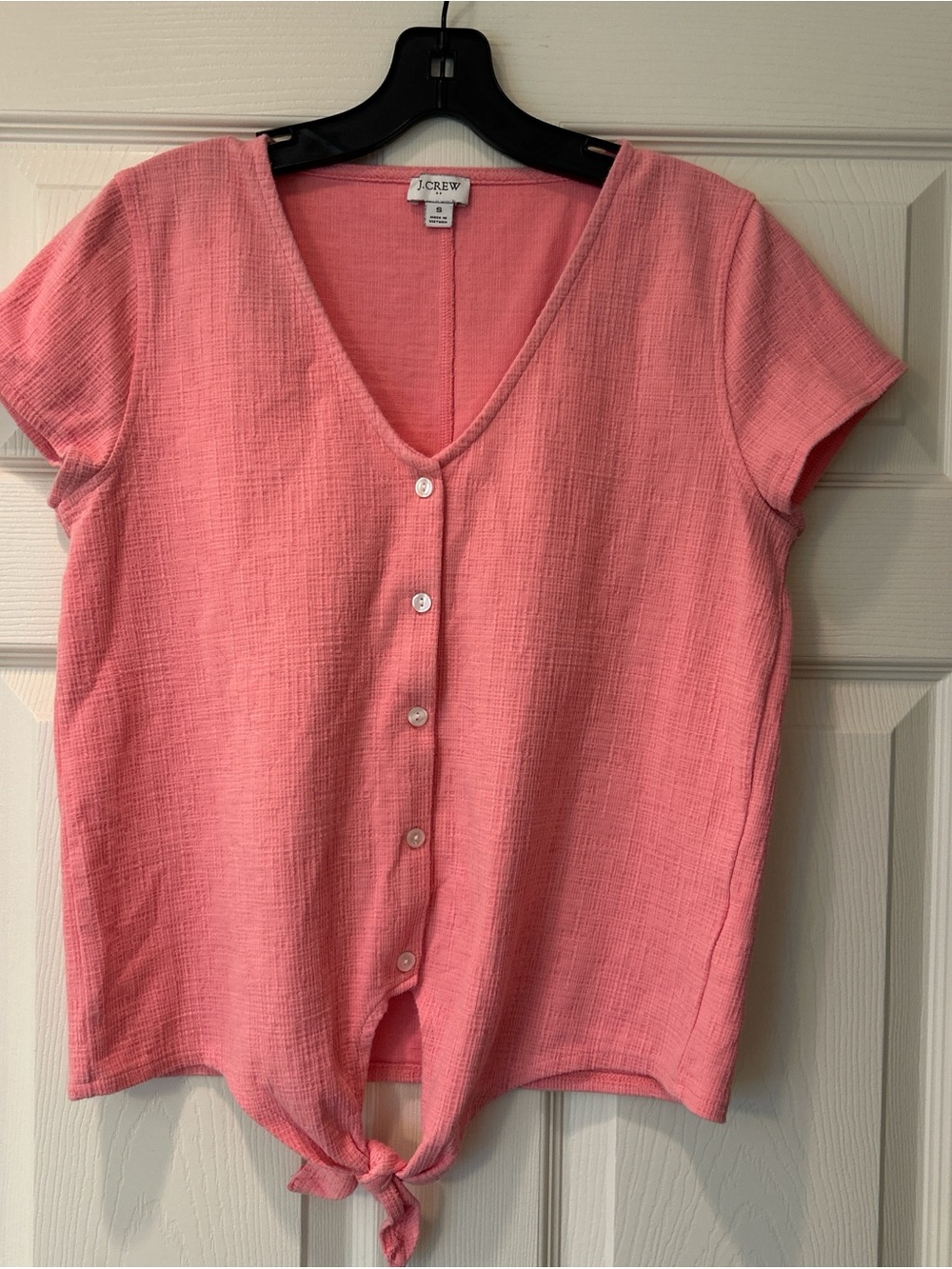 J.Crew peach Button-Front Tie-Hem Top
